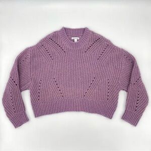 Elizabeth and James Women’s Oversized Purple Sweater Relaxed‎ Fit Open Knit XL
